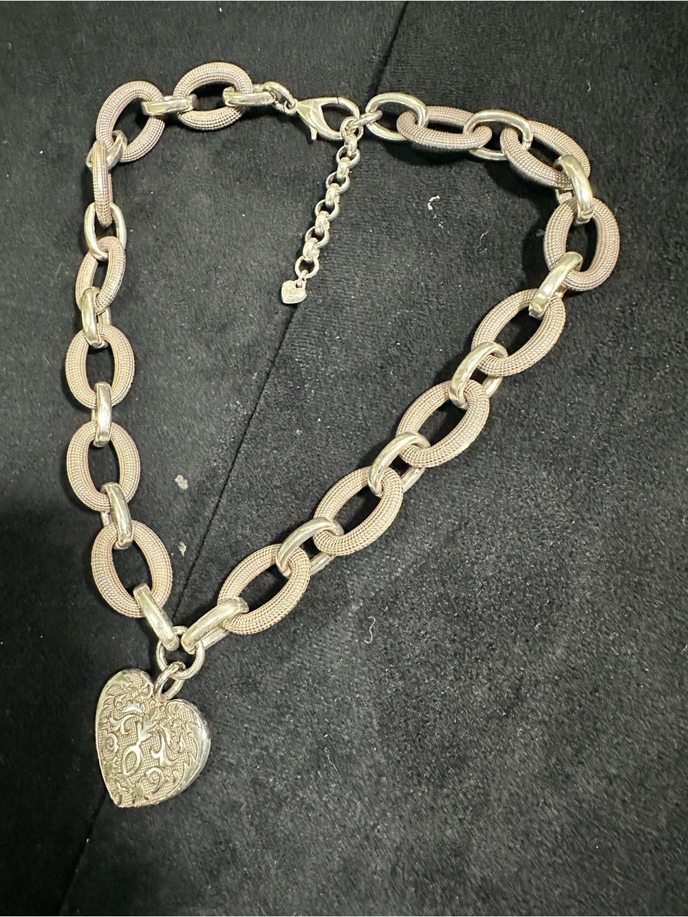 Vtg: Brighton CHUNKY Cordoba Heart Pendant Chain Link Necklace - Picture 8 of 13